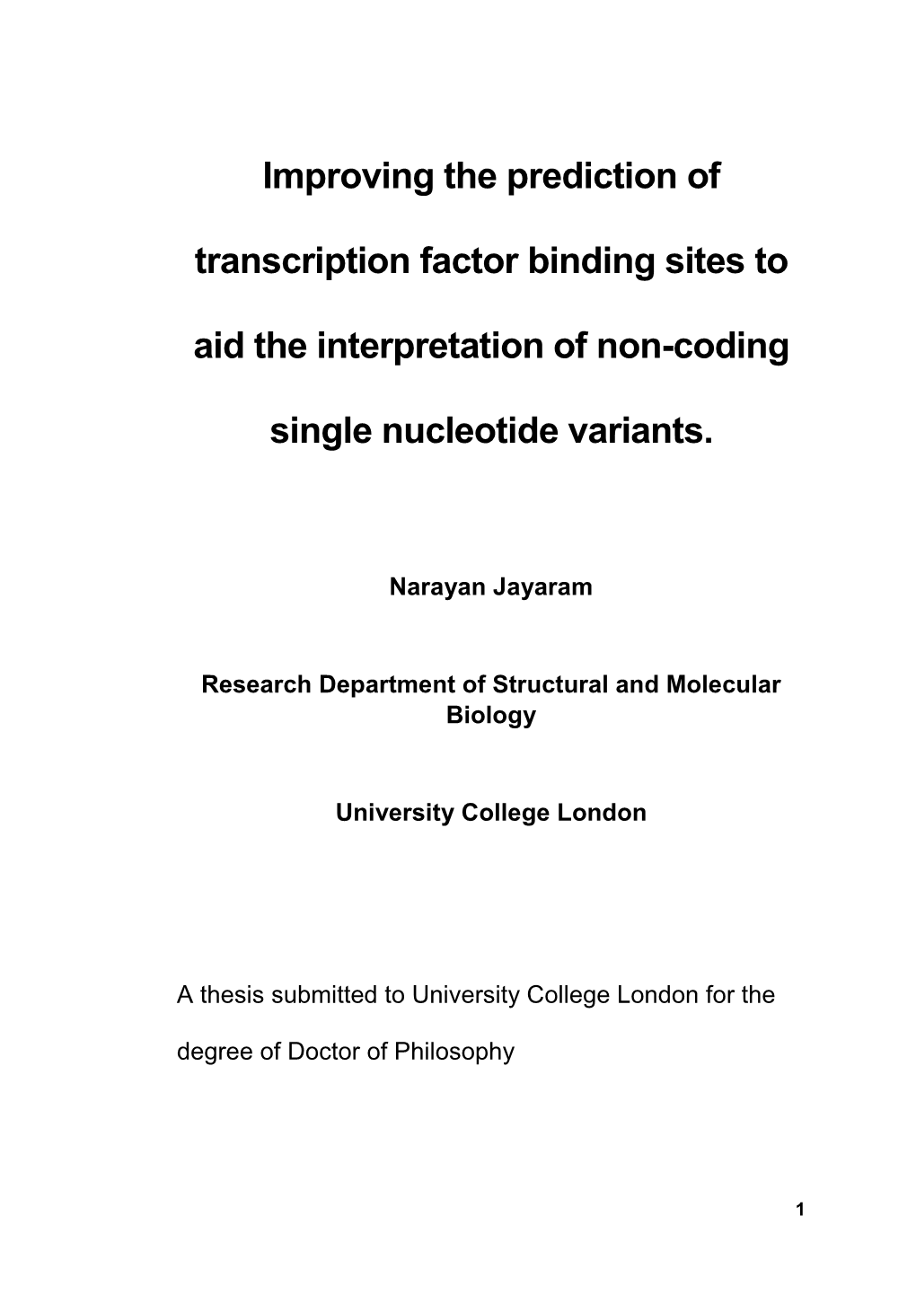 Improving the Prediction of Transcription Factor Binding Sites To