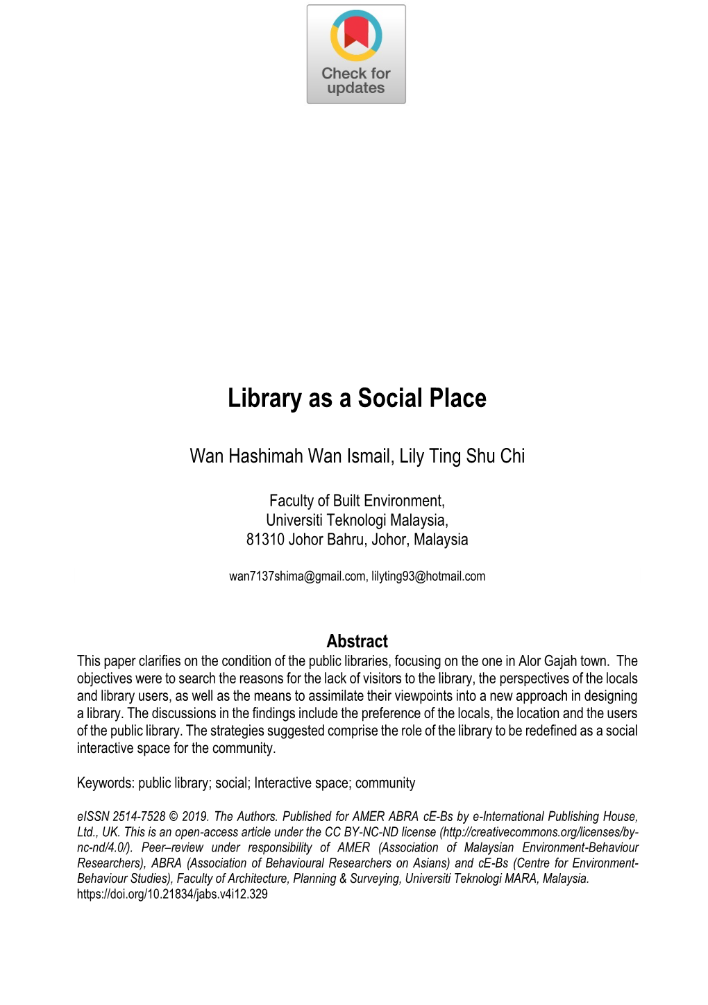 Library As a Social Place