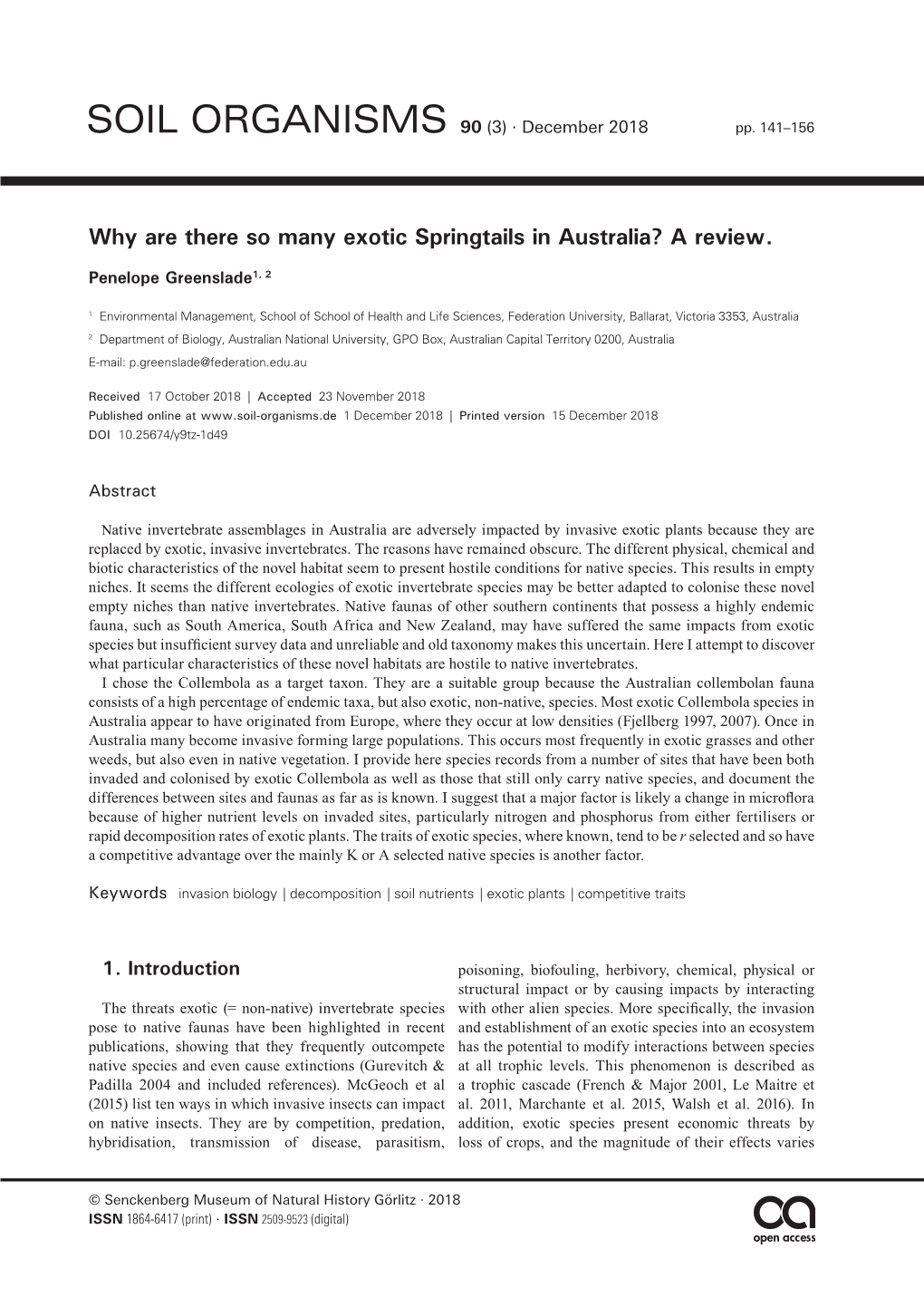 Why Are There So Many Exotic Springtails in Australia? a Review