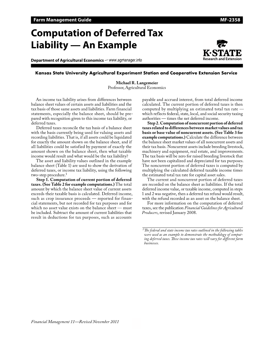 Computation of Deferred Tax Liability — an Example