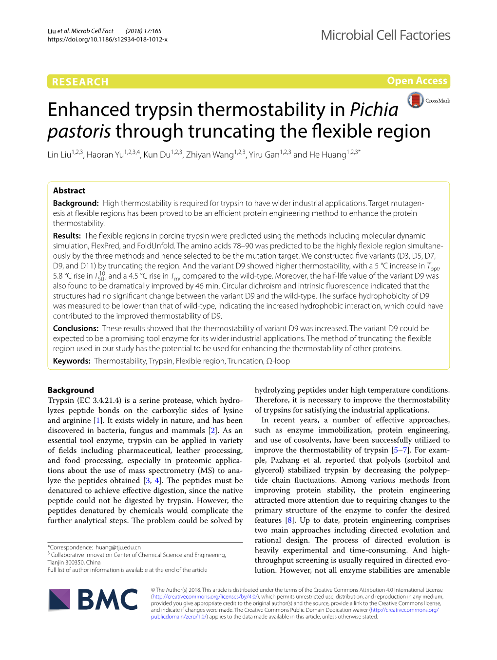 Enhanced Trypsin Thermostability in Pichia Pastoris Through Truncating