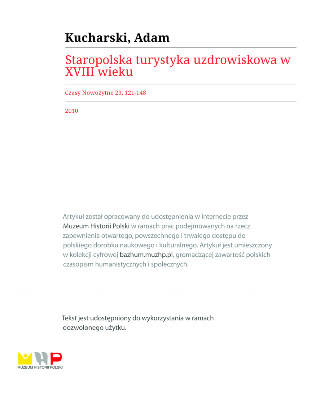 Staropolska Turystyka Uzdrowiskowa W Xviii Wieku