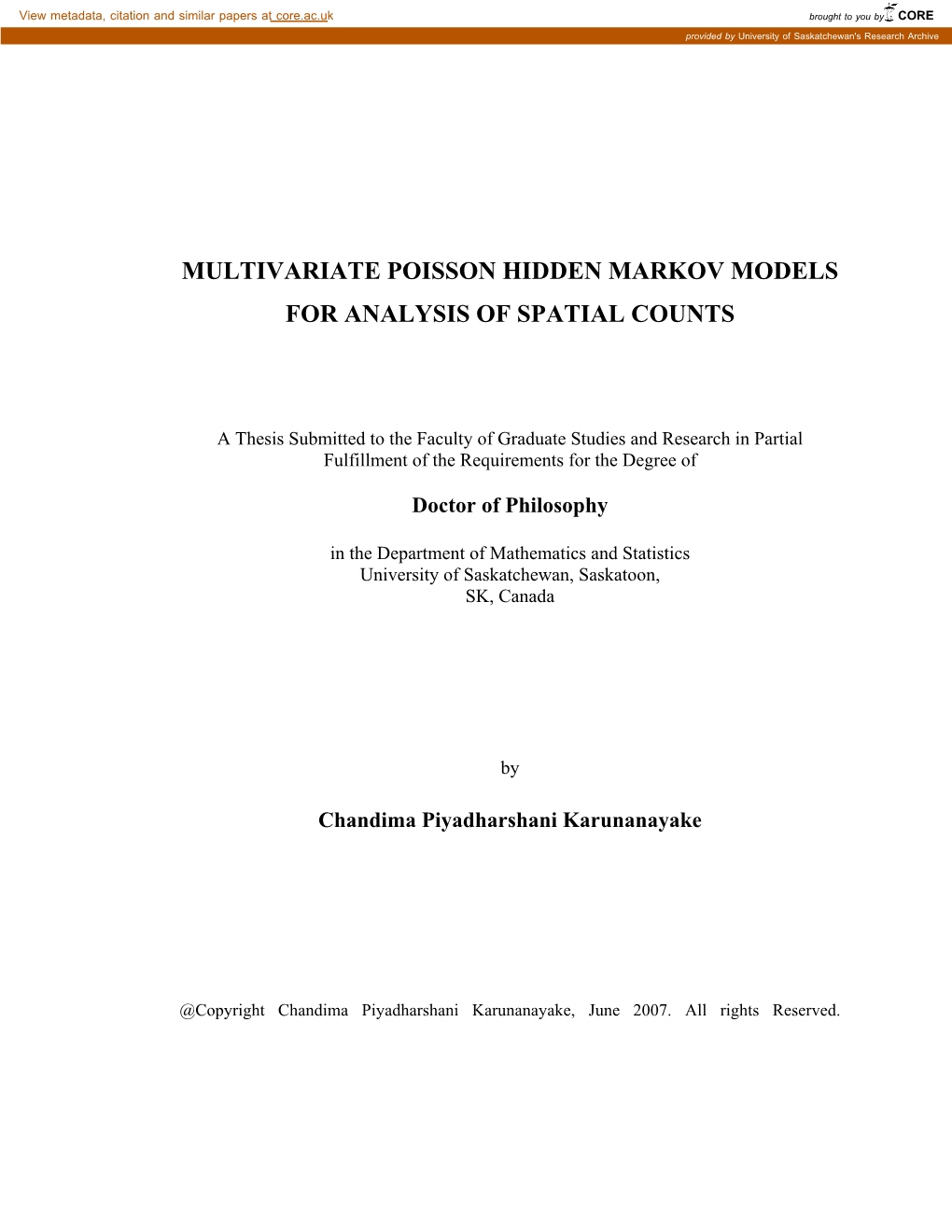 Multivariate Poisson Hidden Markov Models for Analysis of Spatial Counts