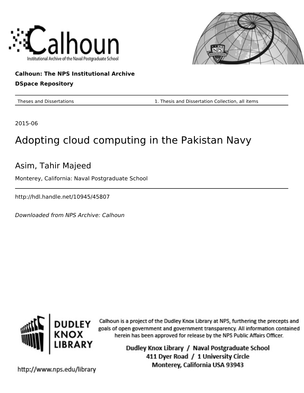 Adopting Cloud Computing in the Pakistan Navy