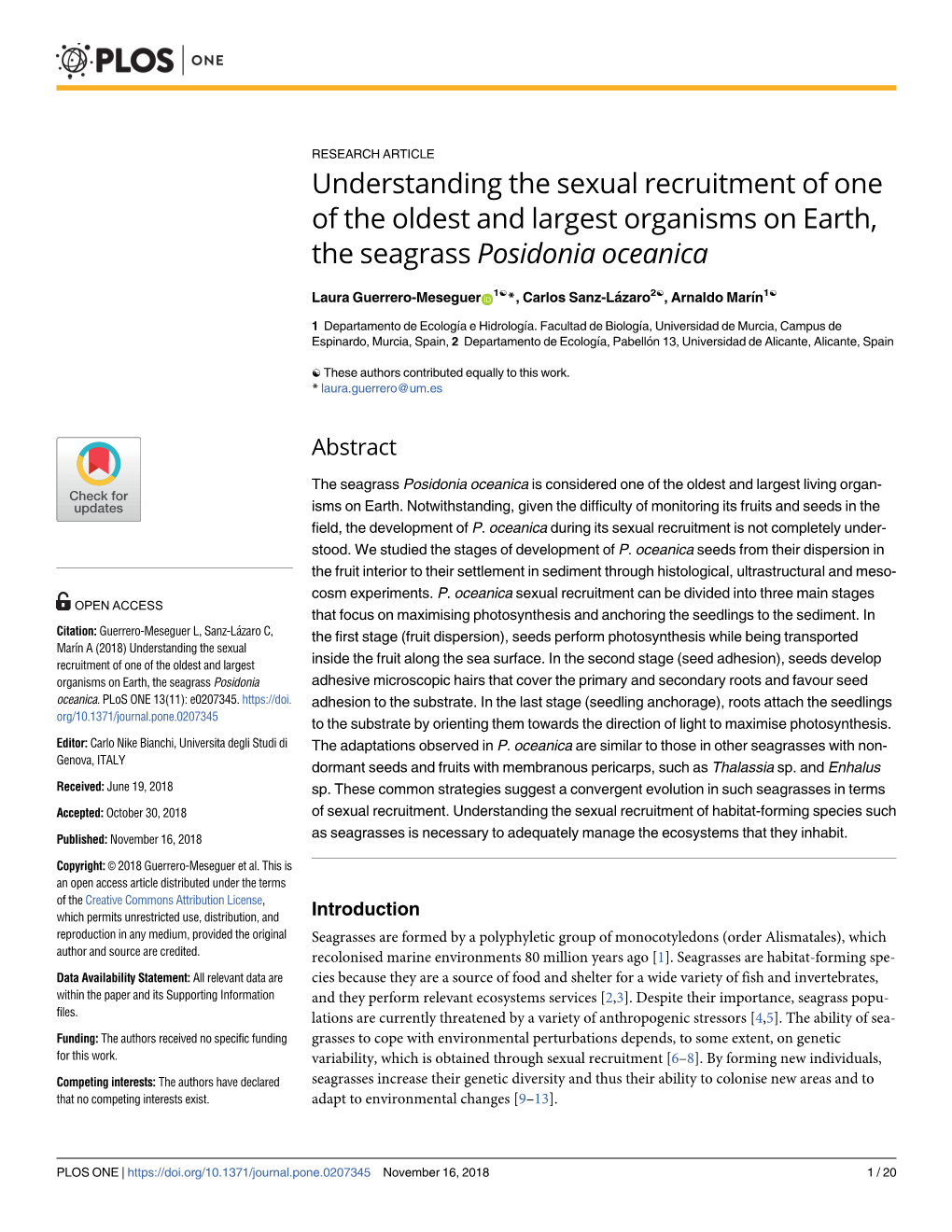 Understanding the Sexual Recruitment of One of the Oldest and Largest Organisms on Earth, the Seagrass Posidonia Oceanica