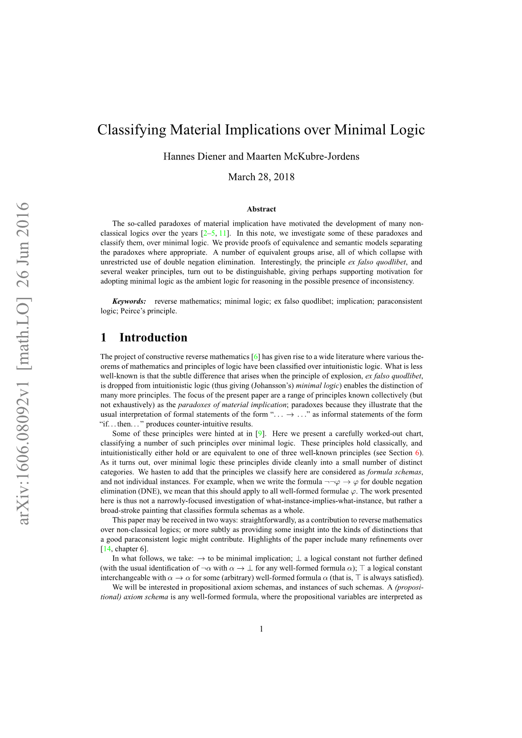 Classifying Material Implications Over Minimal Logic