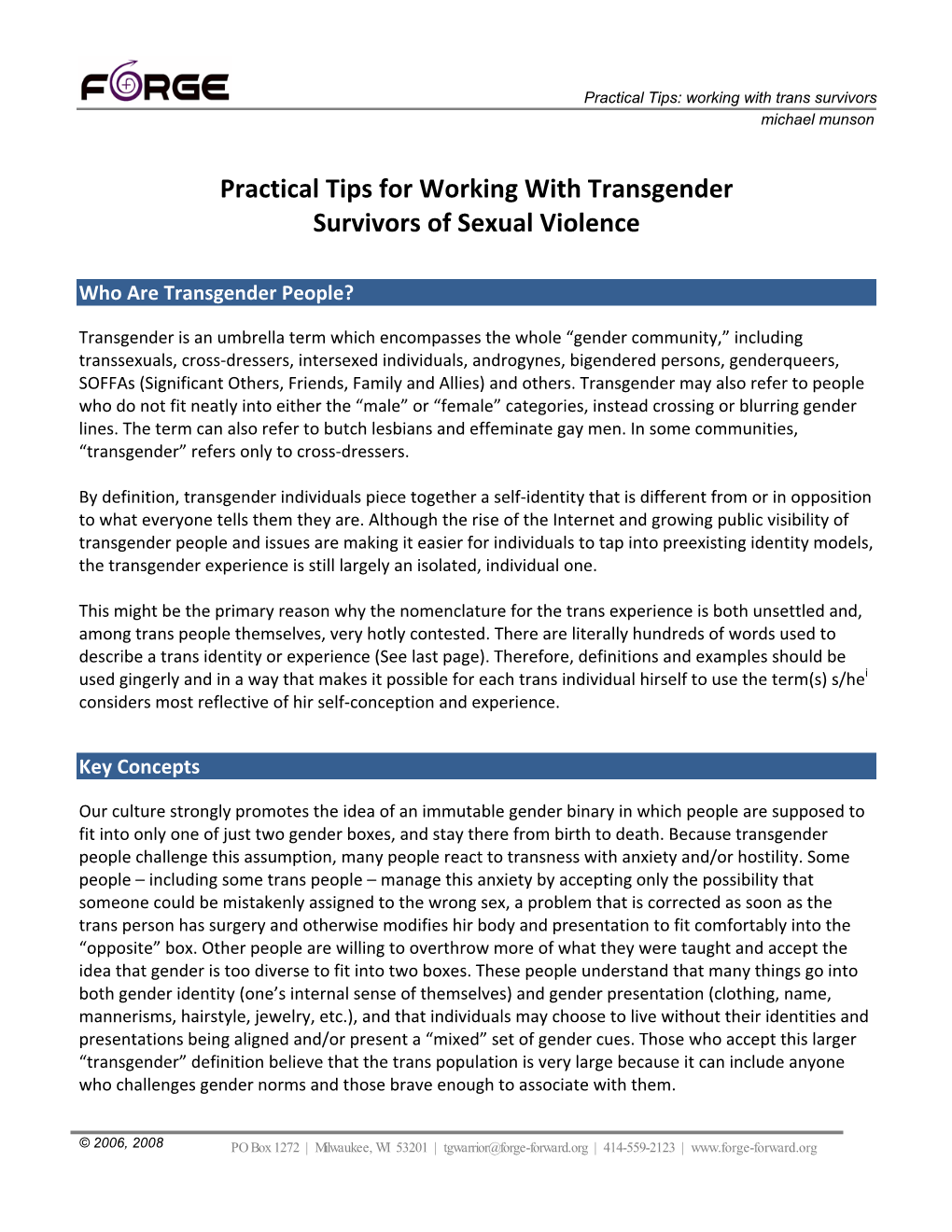 Practical Tips for Working with Transgender Survivors of Sexual Violence