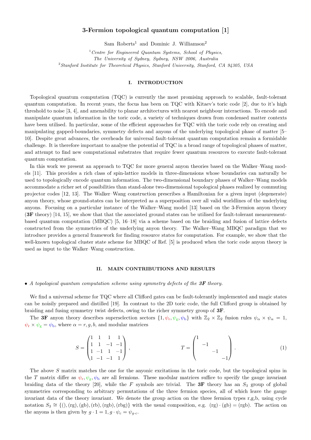 3-Fermion Topological Quantum Computation [1]