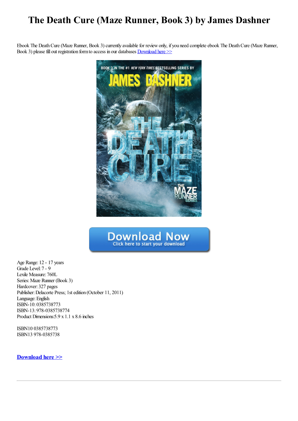 The Death Cure (Maze Runner, Book 3) by James Dashner [PDF]