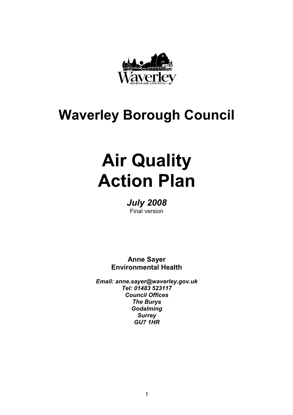 Waverley Borough Council Draft Air Quality Action Plan