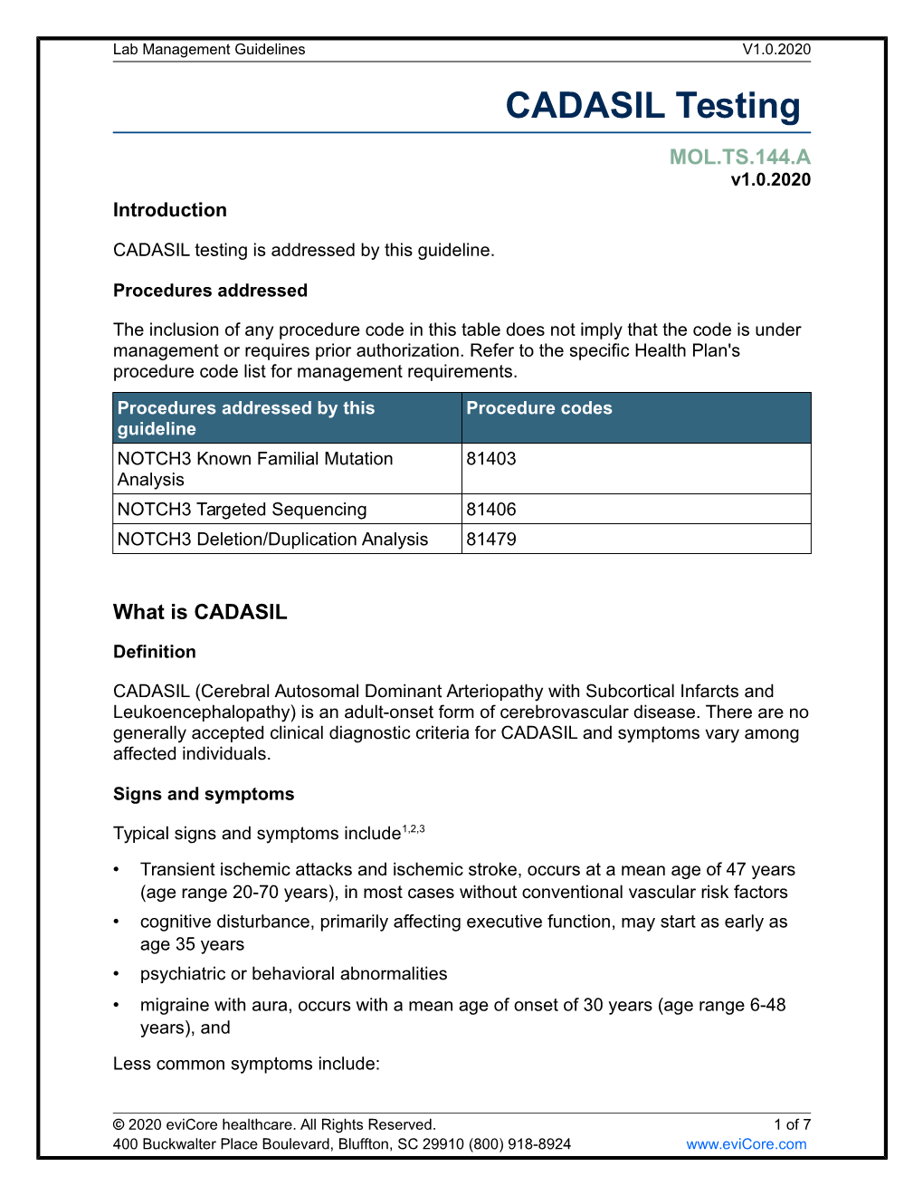 CADASIL Testing