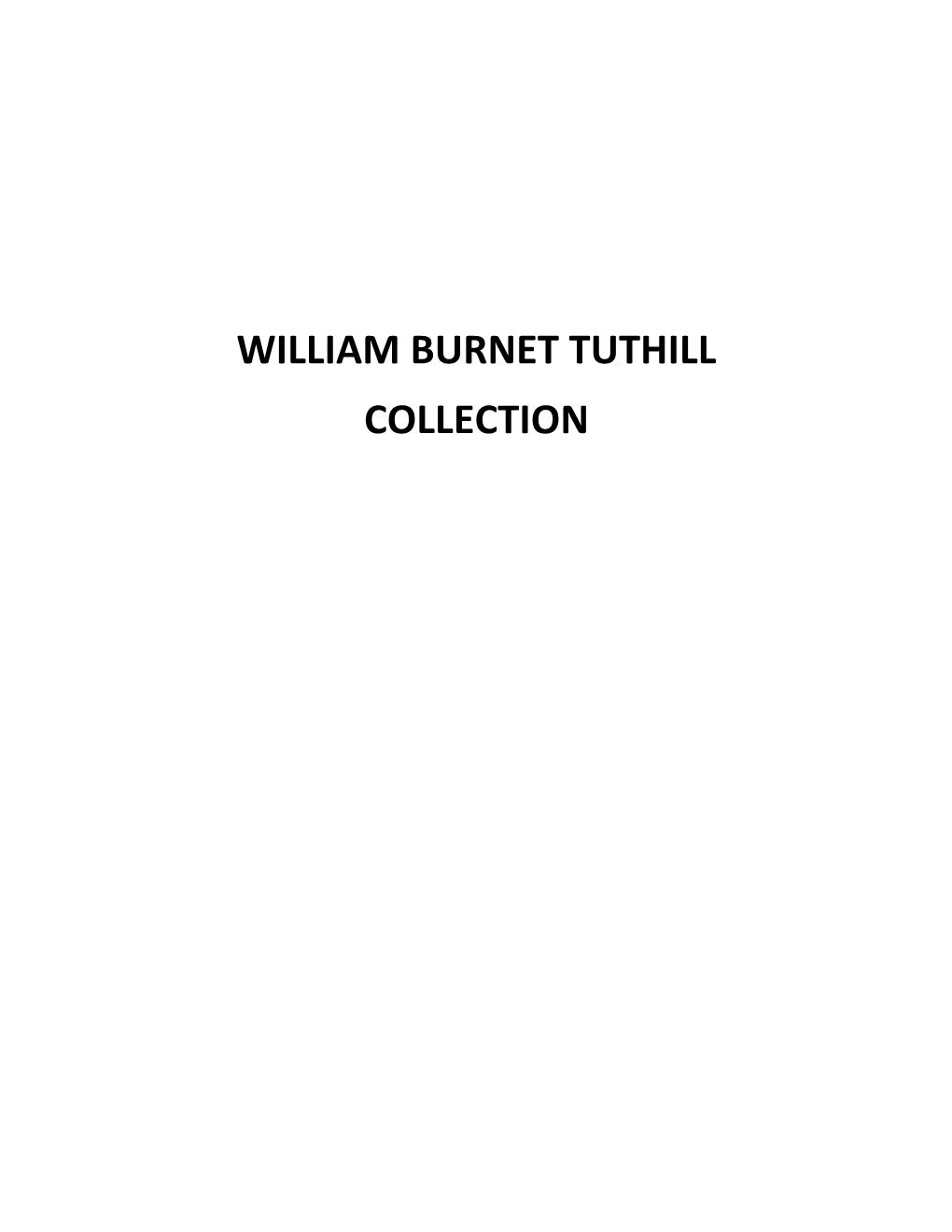 William Burnet Tuthill Collection