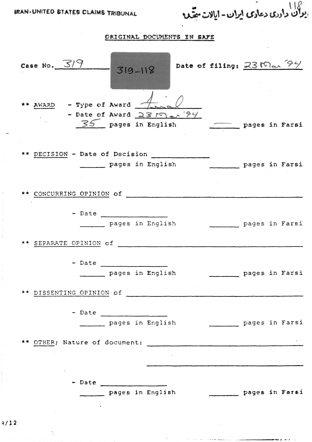 Date of Filing