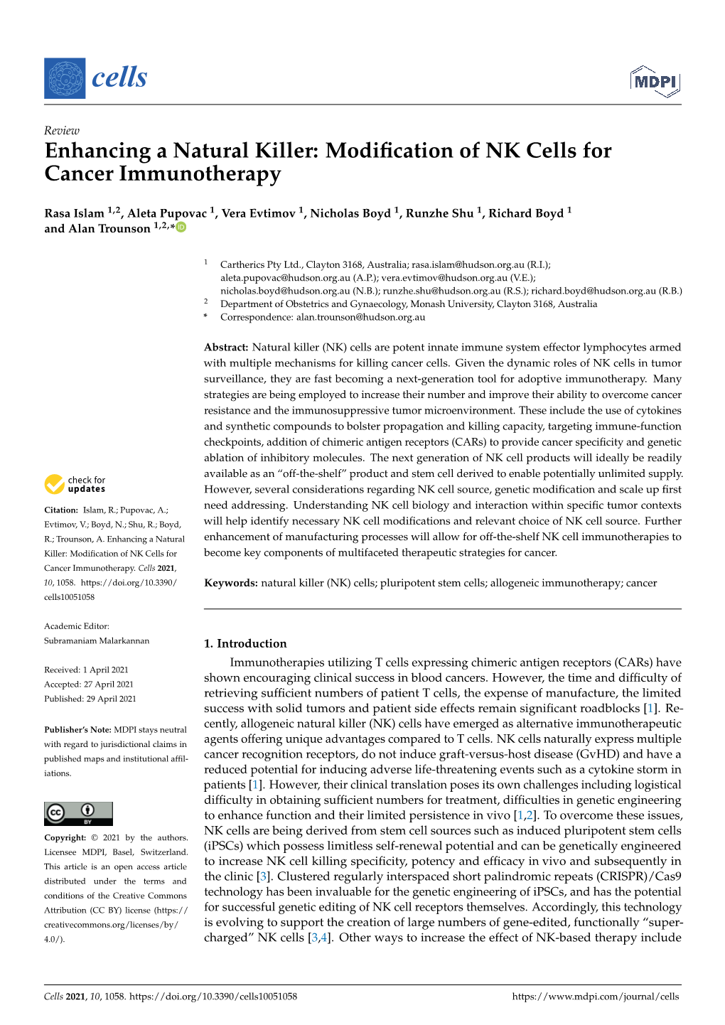 Enhancing a Natural Killer: Modification of NK Cells for Cancer