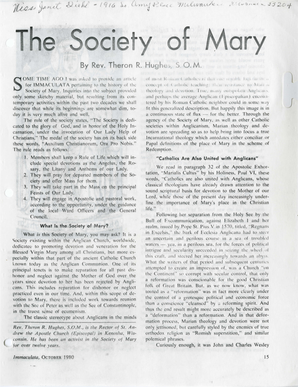 The Society of Mary by Rev