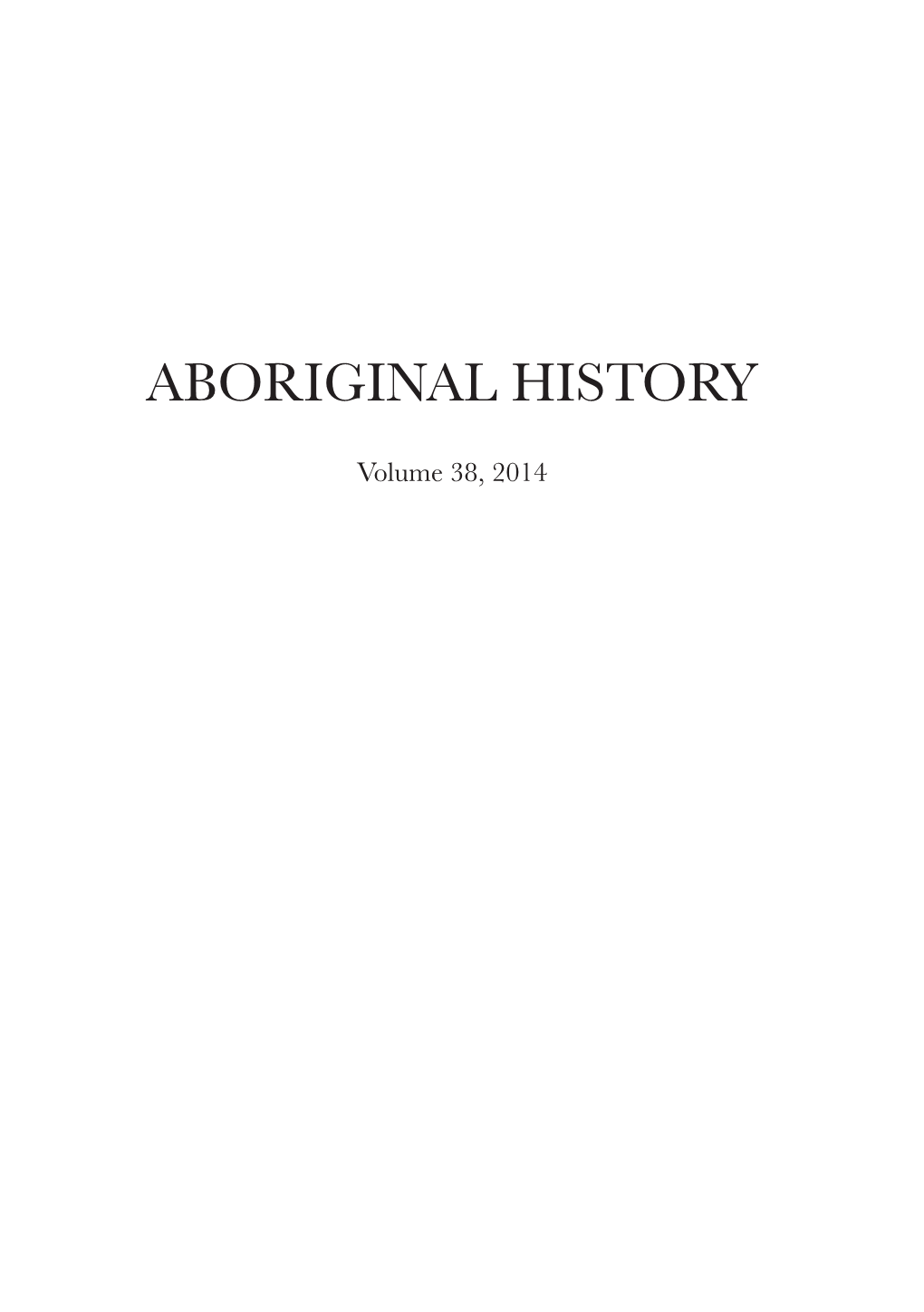 Aboriginal History Journal