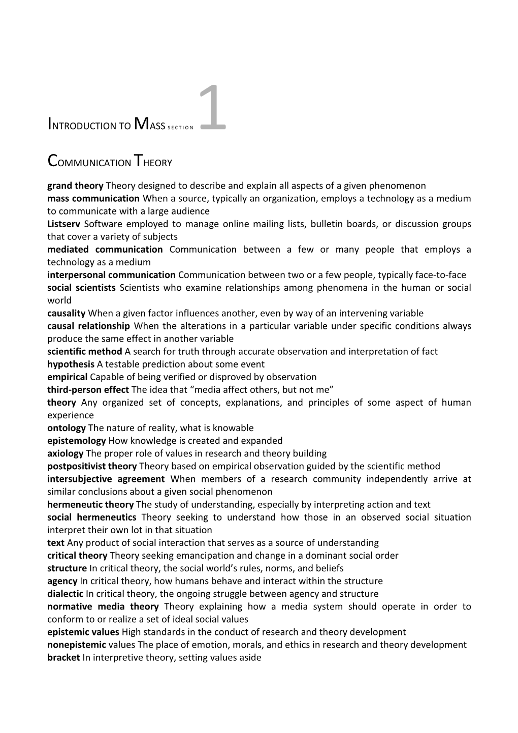 Introduction to Mass Section 1 Communication Theory