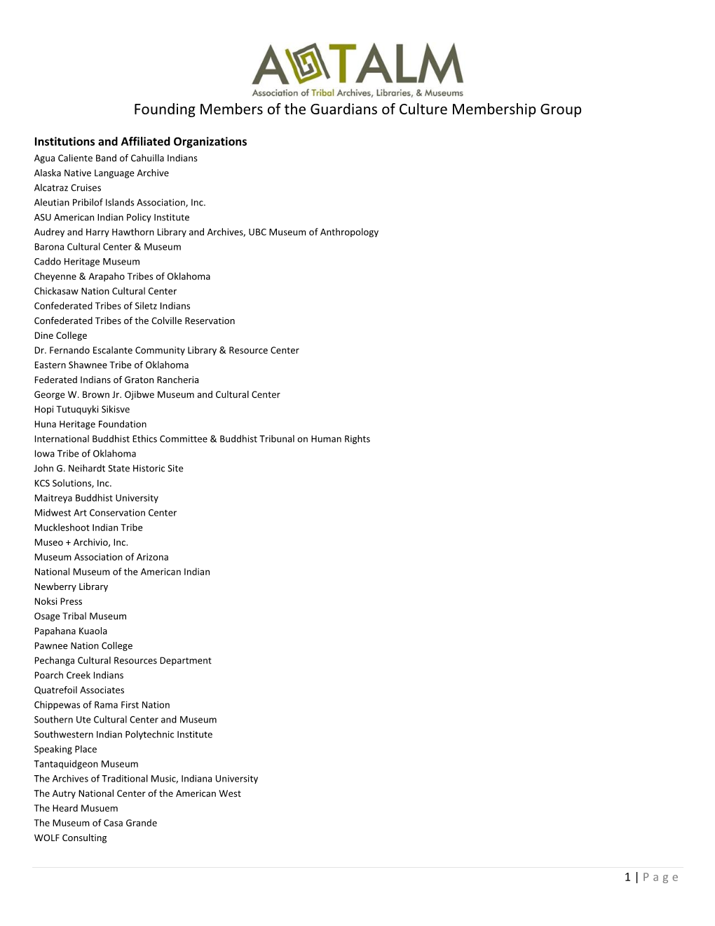 Founding Membership List