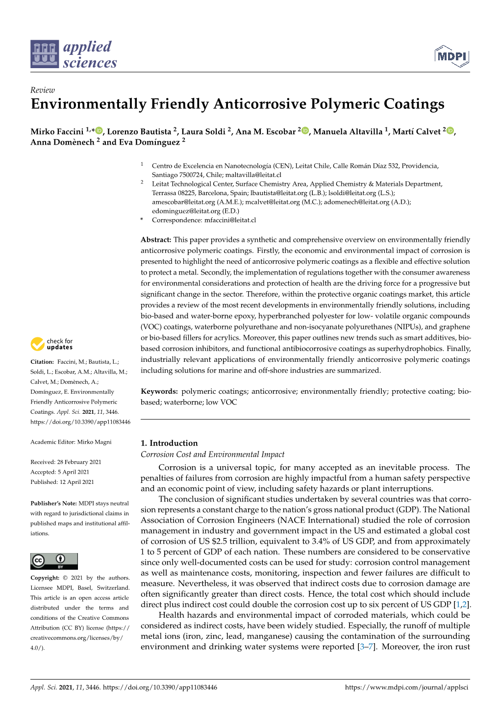 Environmentally Friendly Anticorrosive Polymeric Coatings