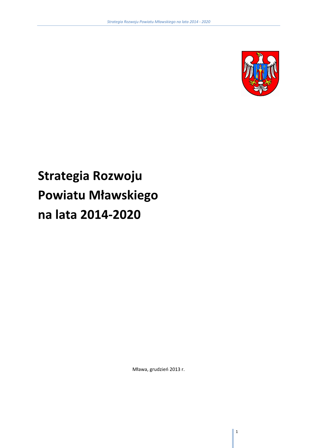 Strategia Rozwoju Powiatu Mławskiego Na Lata 2014 - 2020
