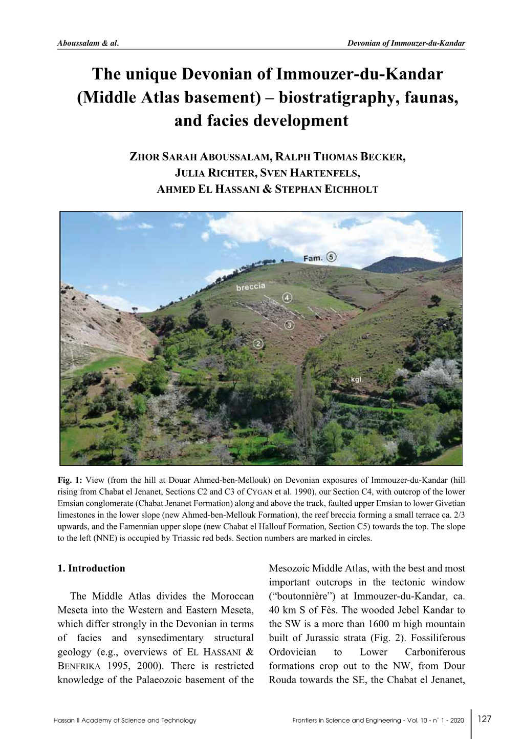 The Unique Devonian of Immouzer-Du-Kandar (Middle Atlas Basement) – Biostratigraphy, Faunas, and Facies Development