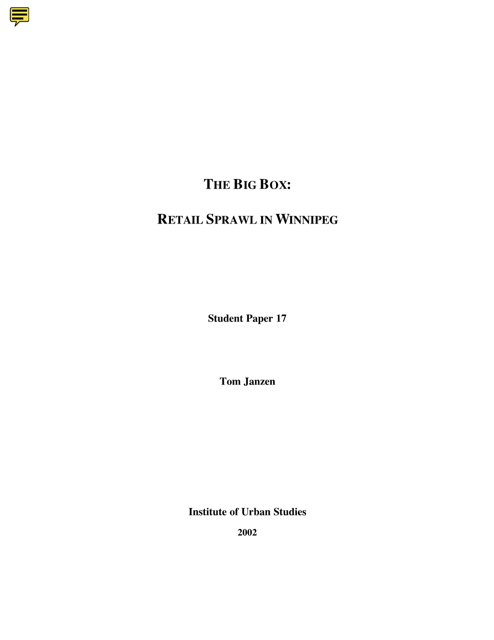 The Big Box: Retail Sprawl in Winnipeg