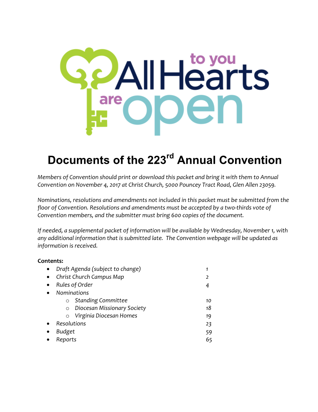 Documents of the 223 Annual Convention