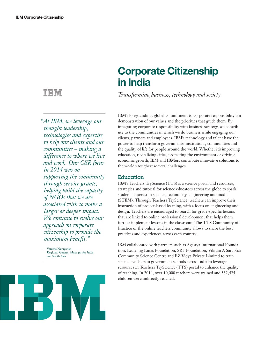 Corporate Citizenship in India Transforming Business, Technology and Society