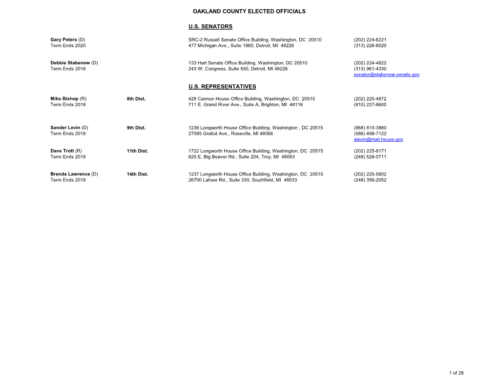 Oakland County Elected Officials