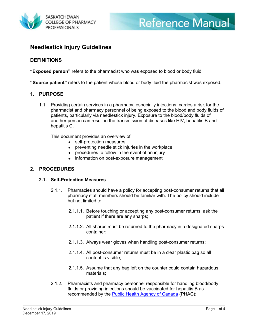 Needlestick Injury Guidelines