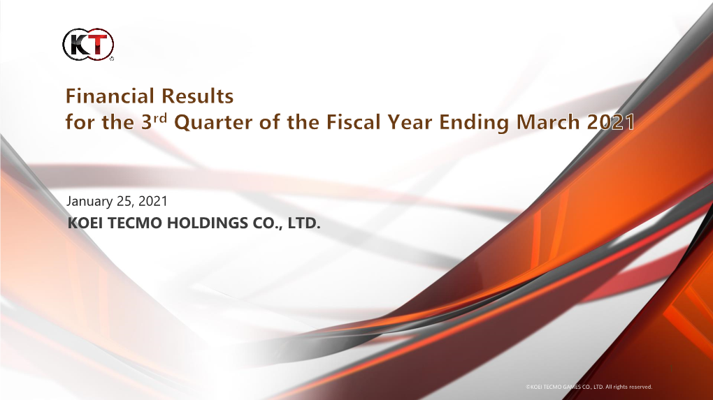 FY2020 3Rd Quarter Presentation Materials（PDF:1.1