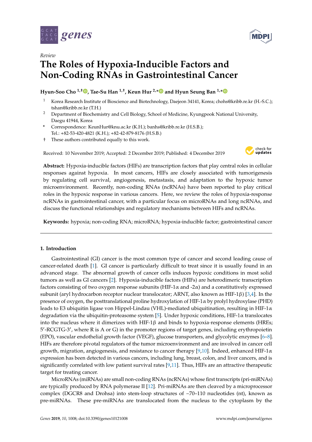 The Roles of Hypoxia-Inducible Factors and Non-Coding Rnas in Gastrointestinal Cancer