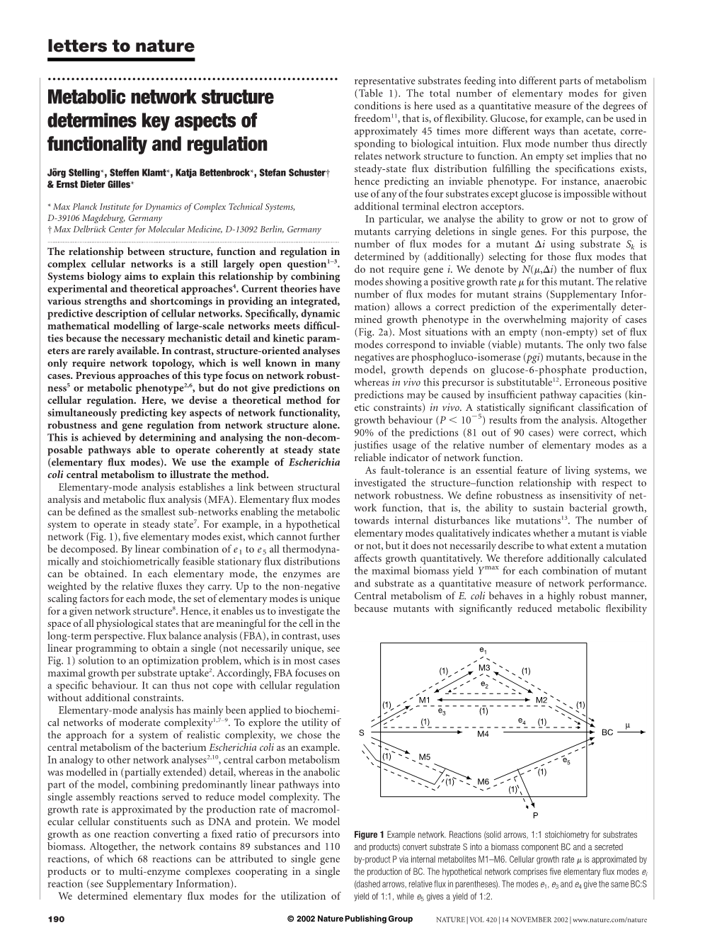 Metabolic Network Structure Determines Key Aspects of Functionality and Regulation