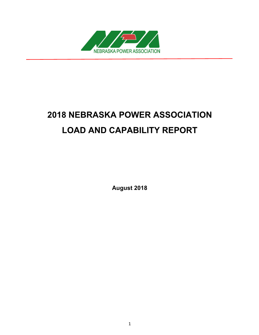 2018 Nebraska Power Association Load and Capability Report