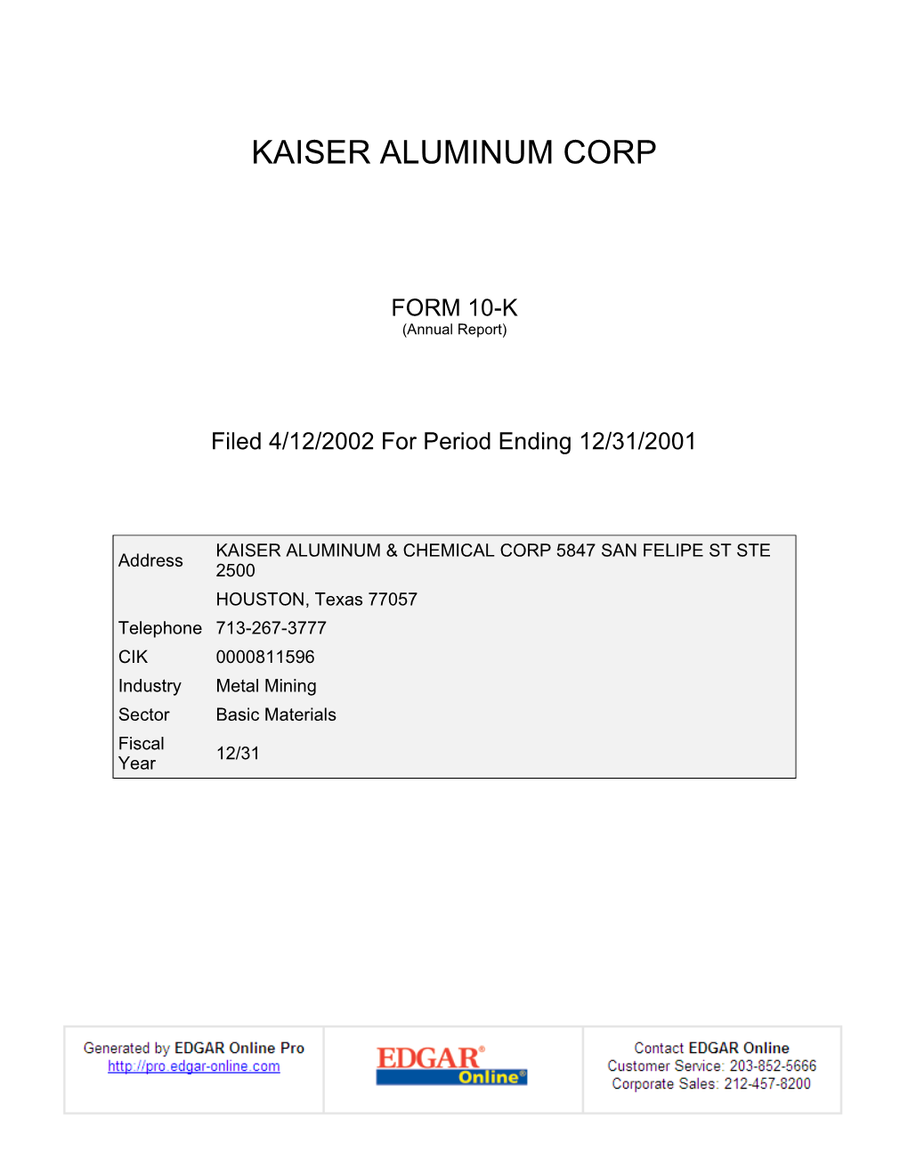 Kaiser Aluminum Corp