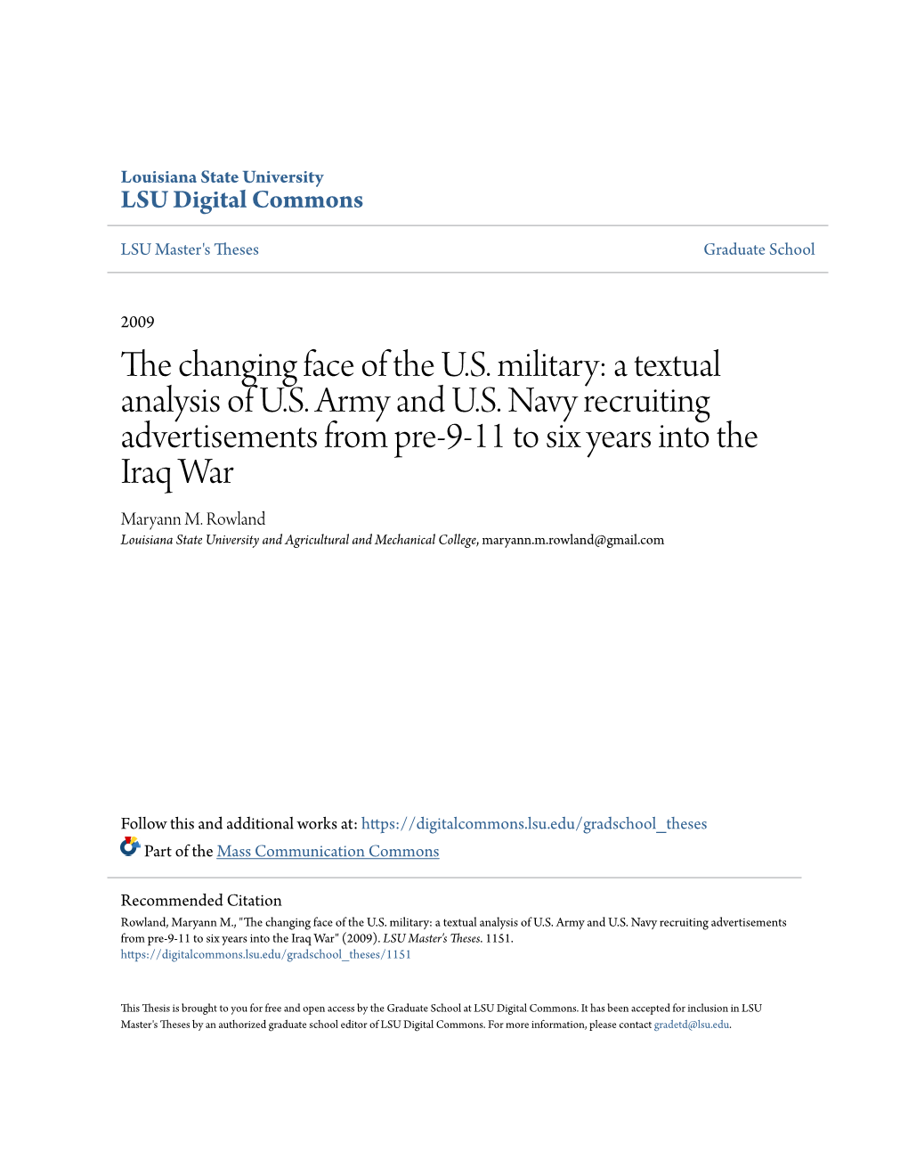 A Textual Analysis of US Army and US Navy Recruiting Advertisements From