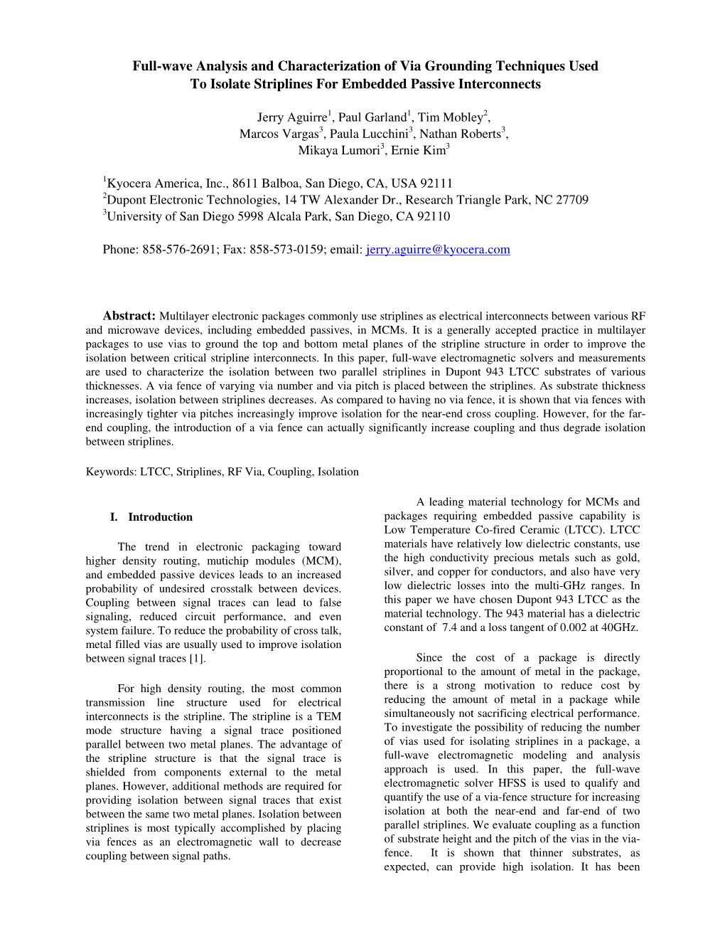 Full-Wave Analysis and Characterization of Via Grounding Techniques Used to Isolate Striplines for Embedded Passive Interconnects