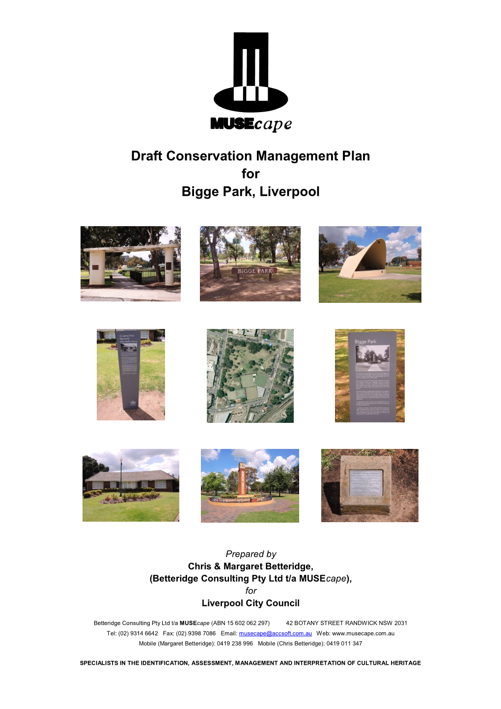 Draft Conservation Management Plan for Bigge Park, Liverpool