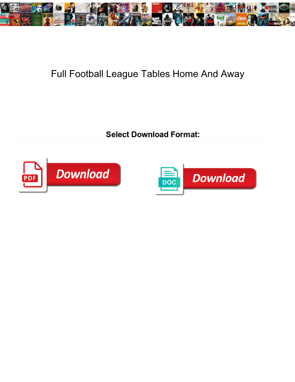 Full Football League Tables Home and Away