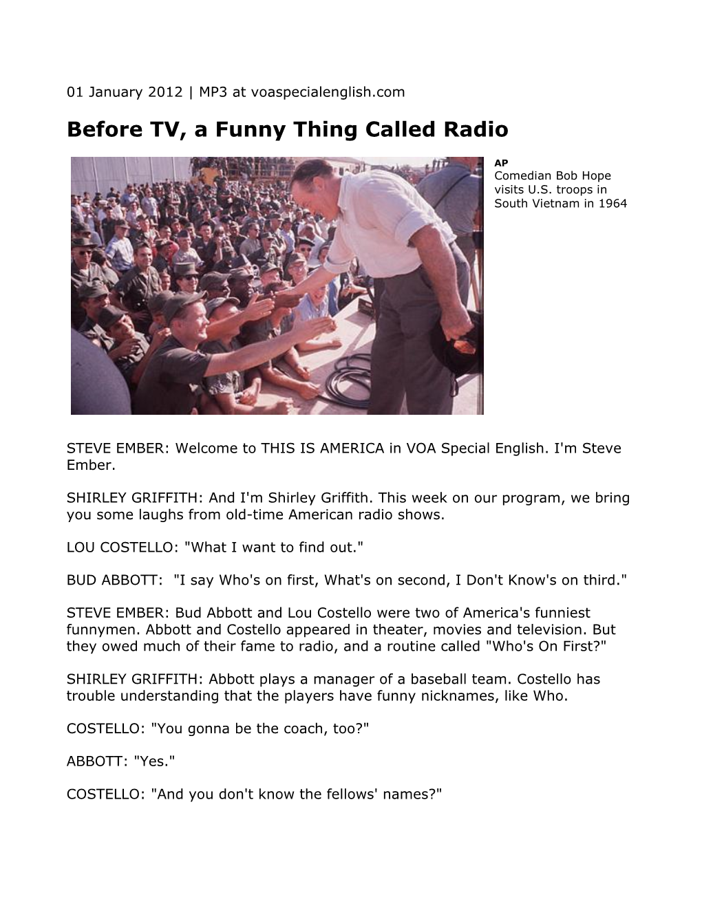 Before TV, a Funny Thing Called Radio