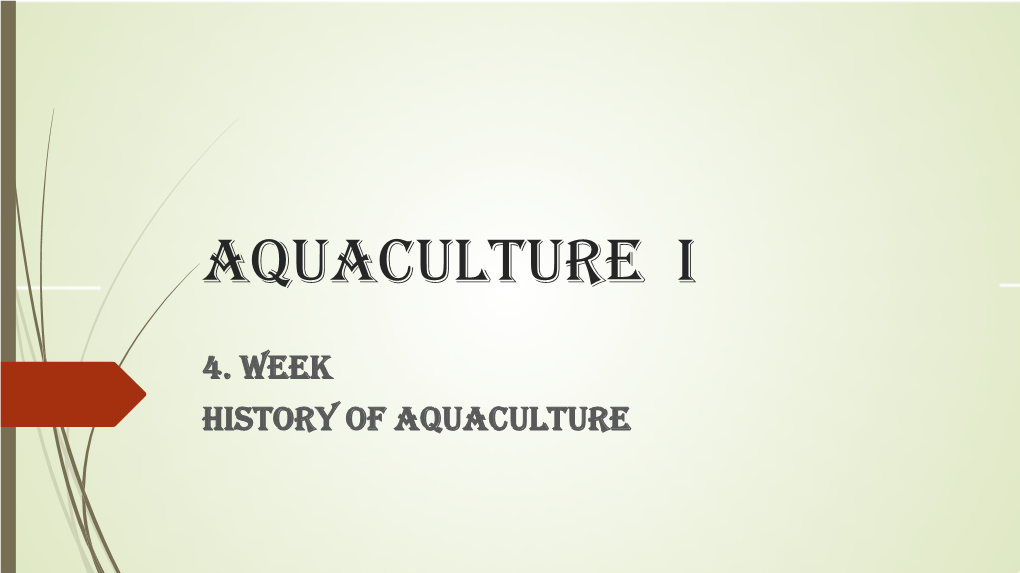 Aquaculture I