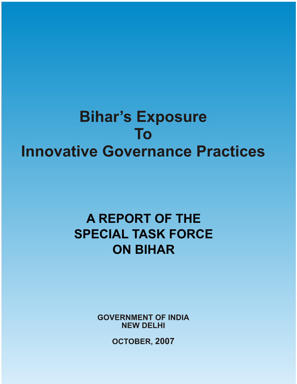 Bihar's Exposure to Innovative Governance Practices