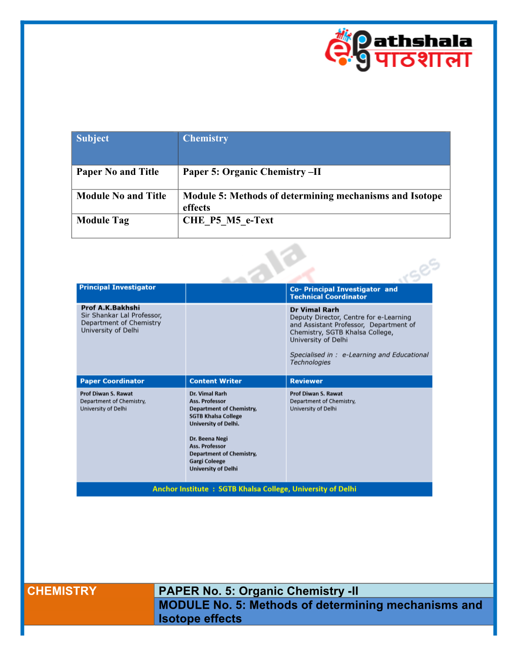 Organic Chemistry –II