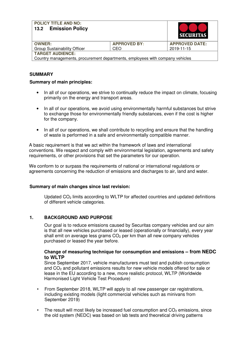 13.2 Emission Policy to WLTP