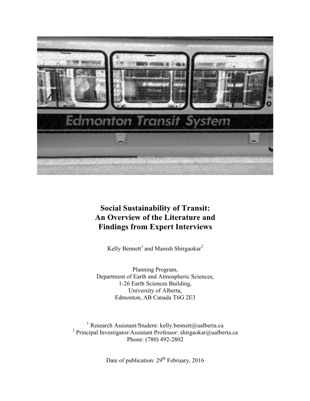 Social Sustainability of Transit: an Overview of the Literature and Findings from Expert Interviews