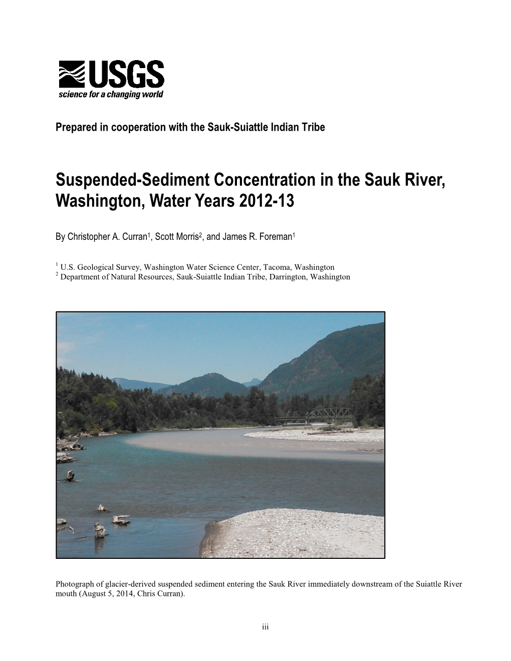 Suspended-Sediment Concentration in the Sauk River, Washington, Water Years 2012-13