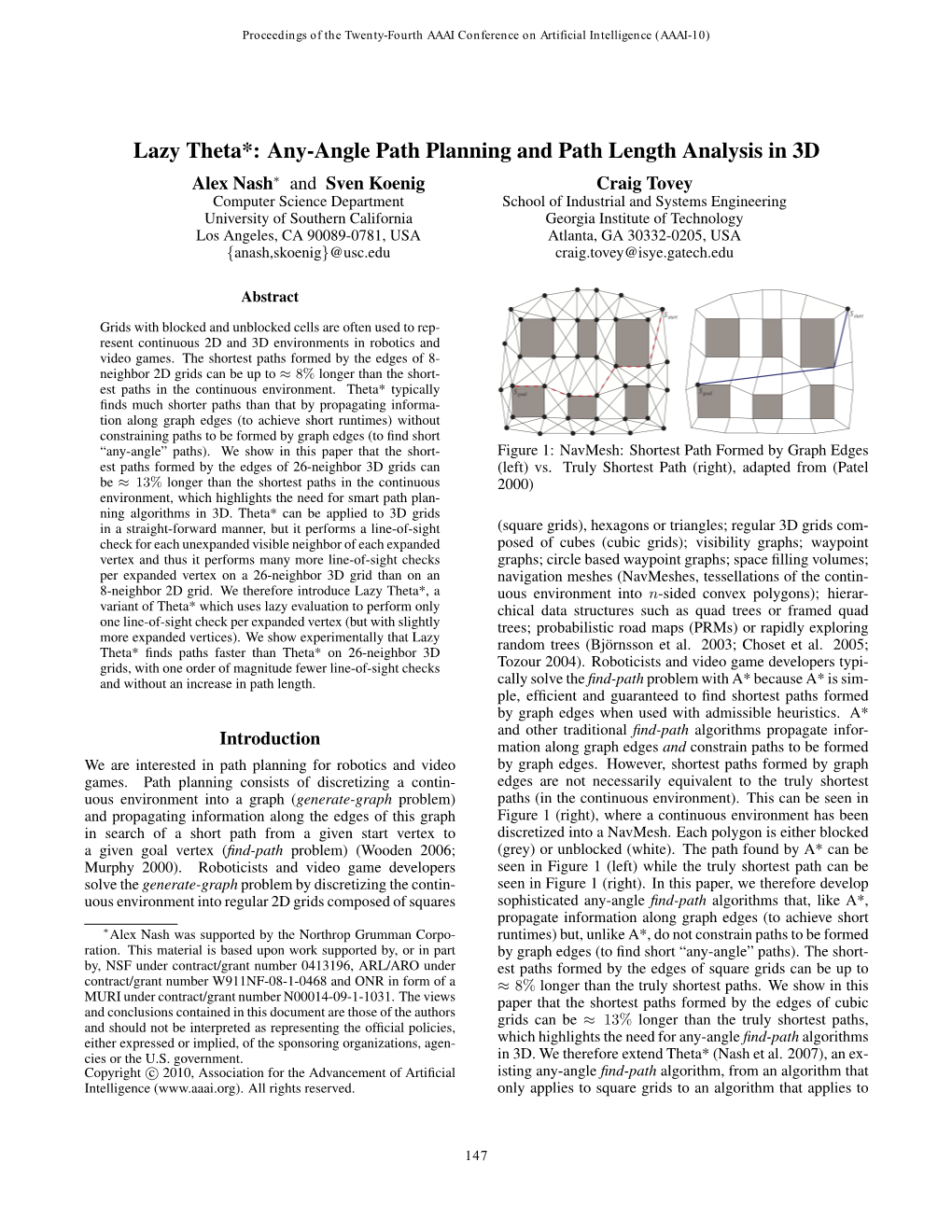 Lazy Theta*: Any-Angle Path Planning and Path Length Analysis in 3D