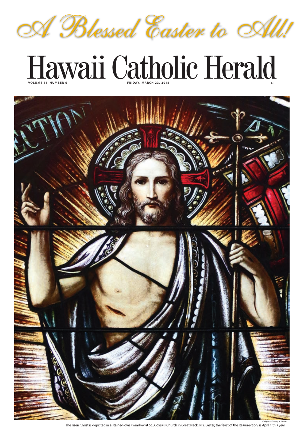 The Risen Christ Is Depicted in a Stained-Glass Window at St