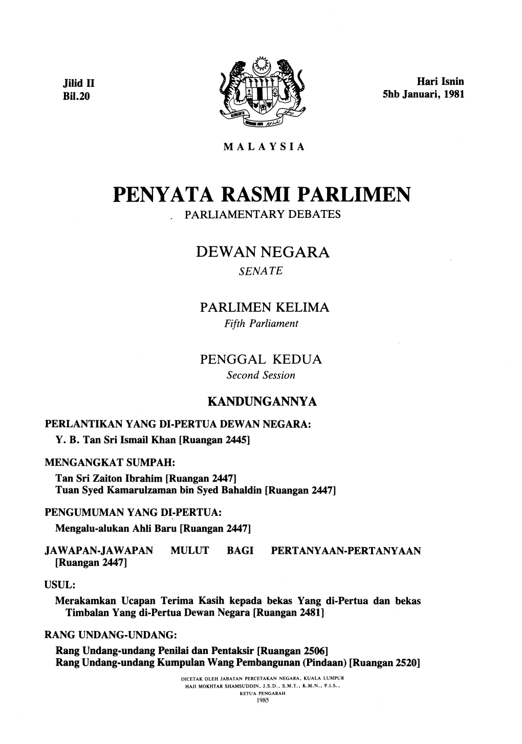 Penyata Rasmi Parlimen