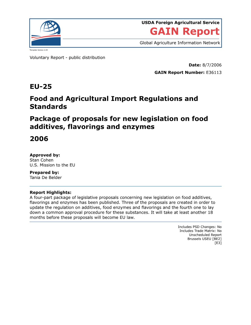 Food and Agricultural Import Regulations and Standards